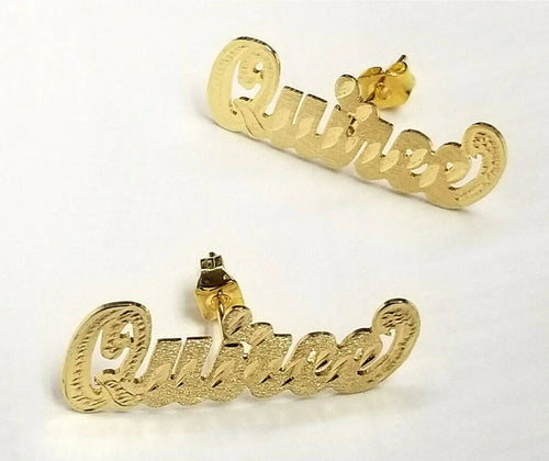 Gold 1” Unisex Stud Name Earrings (up to 7 characters only)